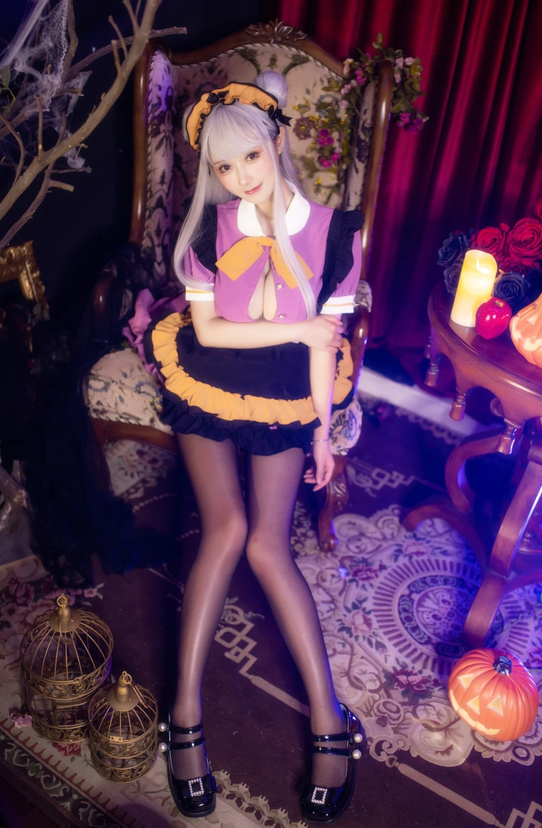 羽生三未《万圣黑丝女仆》主题写真：37张全套美图