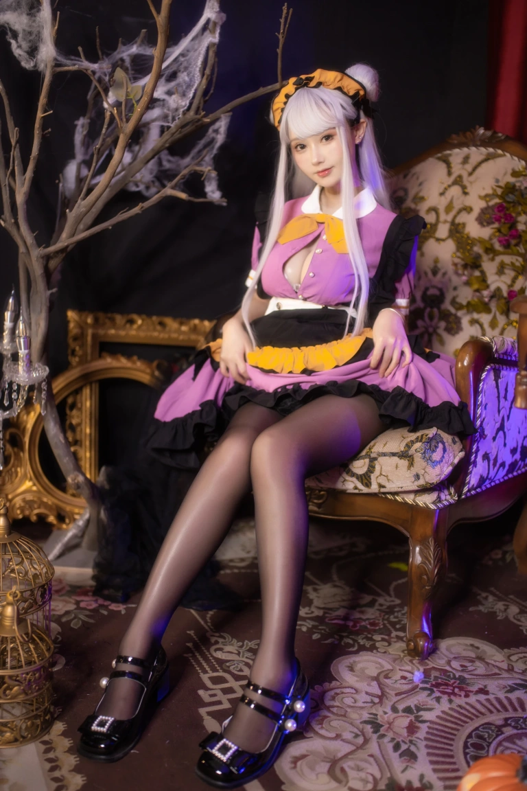 羽生三未《万圣黑丝女仆》主题写真：37张全套美图