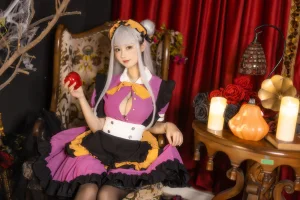 羽生三未《万圣黑丝女仆》主题写真：37张全套美图