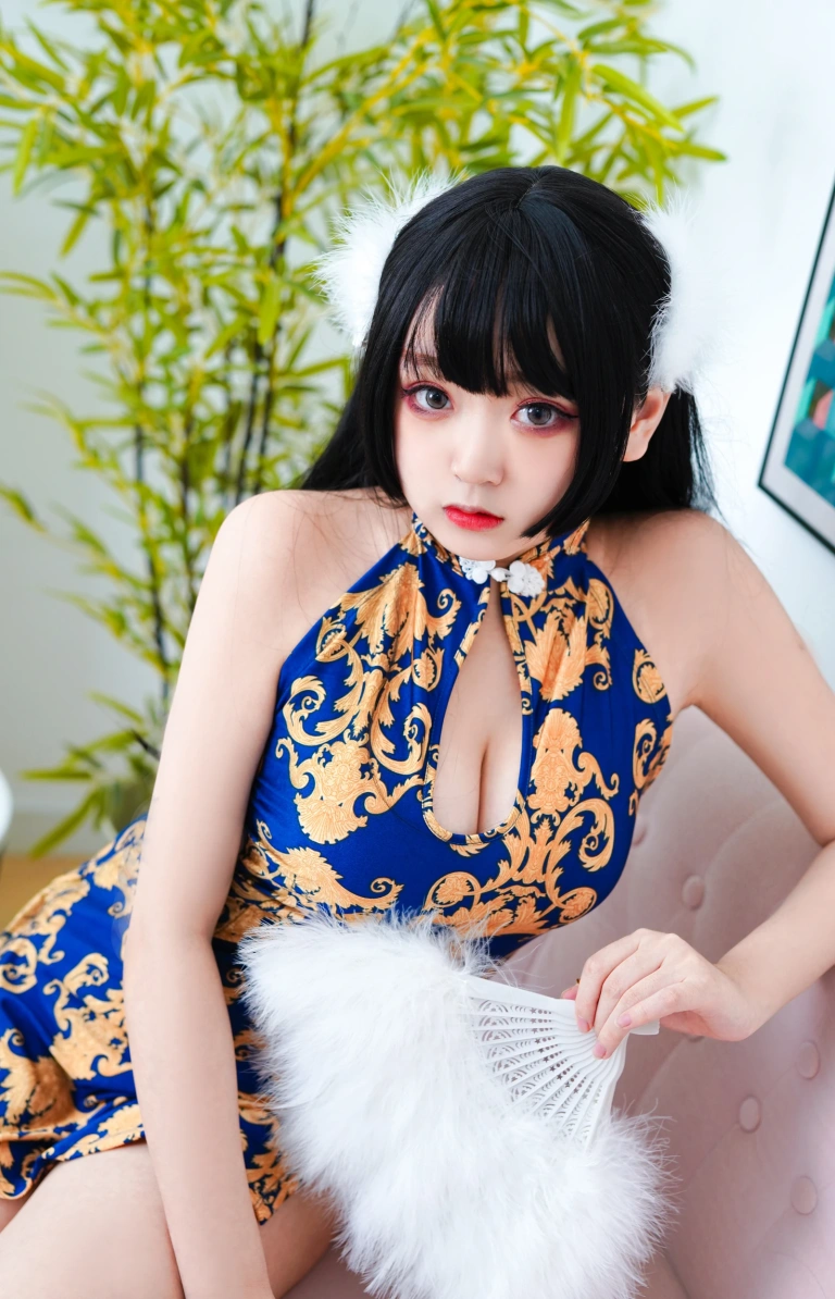 恩田直幸《蓝色旗袍》主题写真：52张全套美图