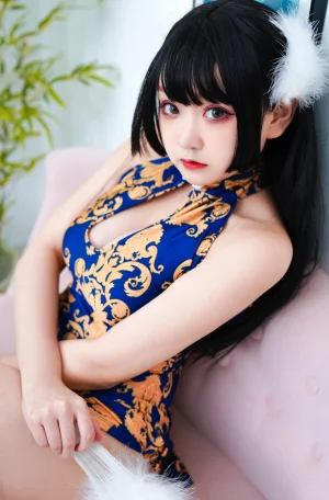 恩田直幸《蓝色旗袍》主题写真：52张全套美图