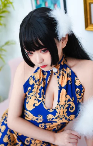 恩田直幸《蓝色旗袍》主题写真：52张全套美图