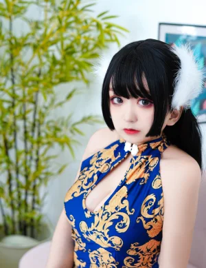 恩田直幸《蓝色旗袍》主题写真：52张全套美图