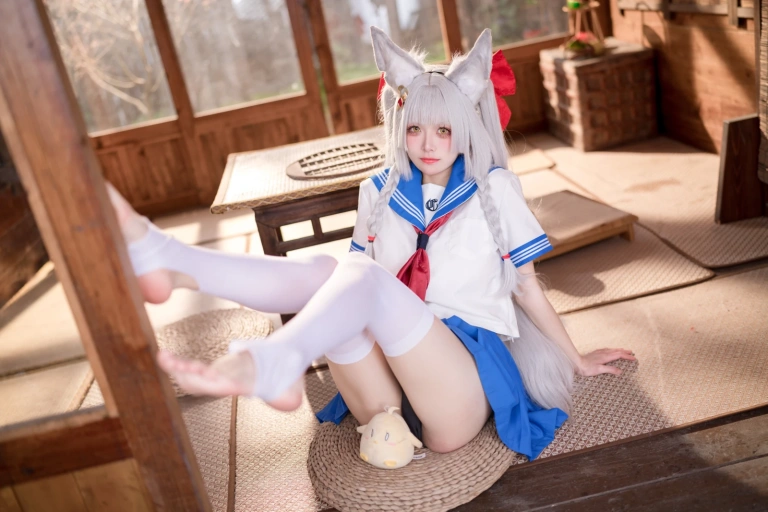 九柒喵《碧蓝航线-朝凪JK》主题写真：37张全套美图