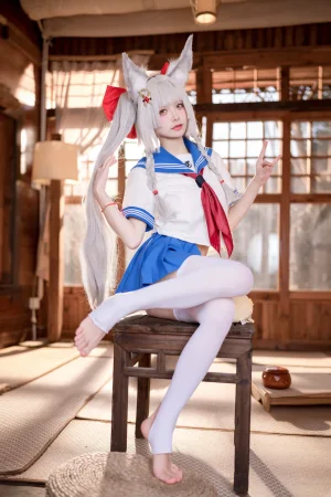 九柒喵《碧蓝航线-朝凪JK》主题写真：37张全套美图