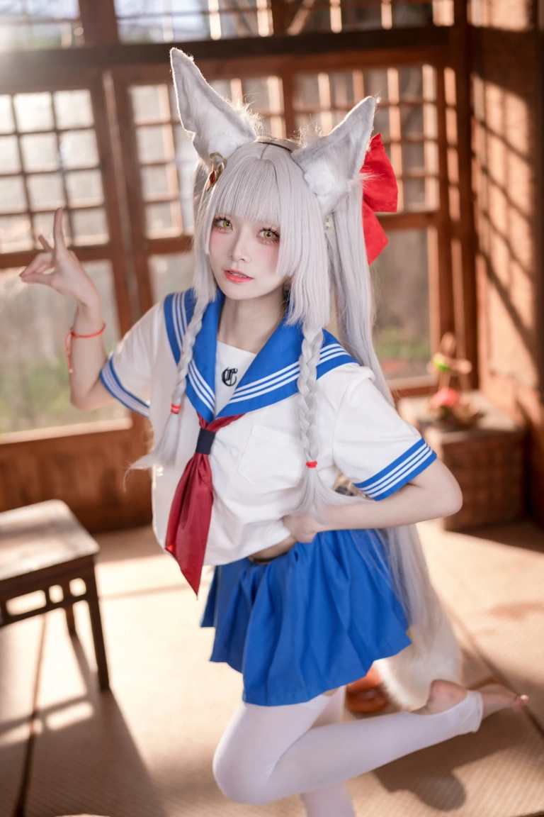 九柒喵《碧蓝航线-朝凪JK》主题写真：37张全套美图