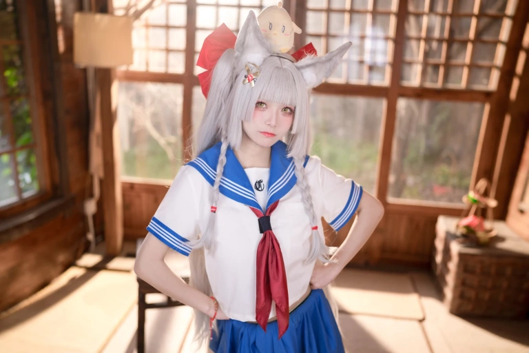 九柒喵《碧蓝航线-朝凪JK》主题写真：37张全套美图