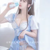过期米线线喵《蓝白》主题写真：55张全套美图