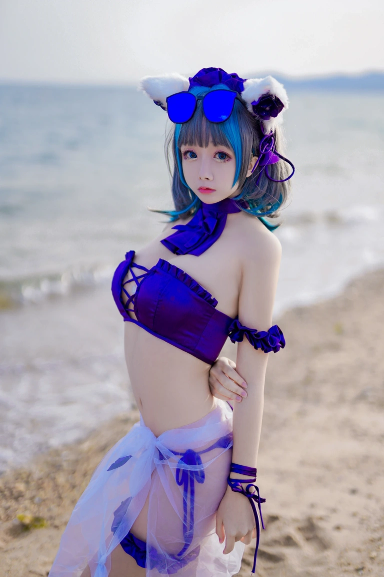 日奈娇(椎名莜)《柴郡猫泳装》主题写真：41张全套美图