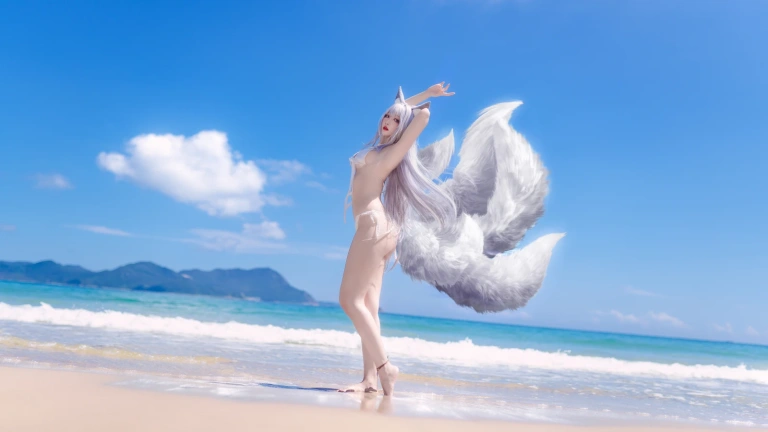 宮本桜《碧蓝航线 信浓 泳装白沙幽夢》主题写真：20张全套美图