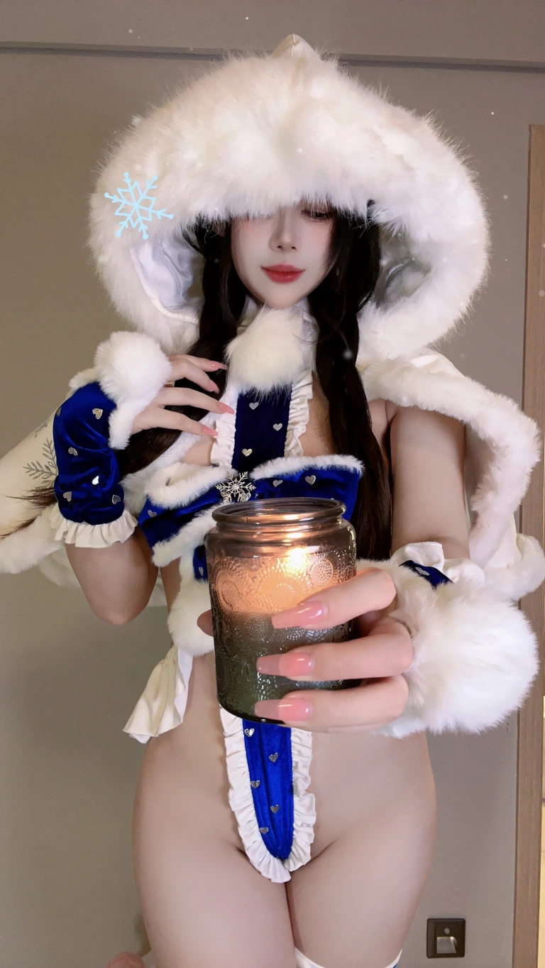 九言《圣诞礼物 蓝色冬季》主题写真：30张全套美图，含6个视频