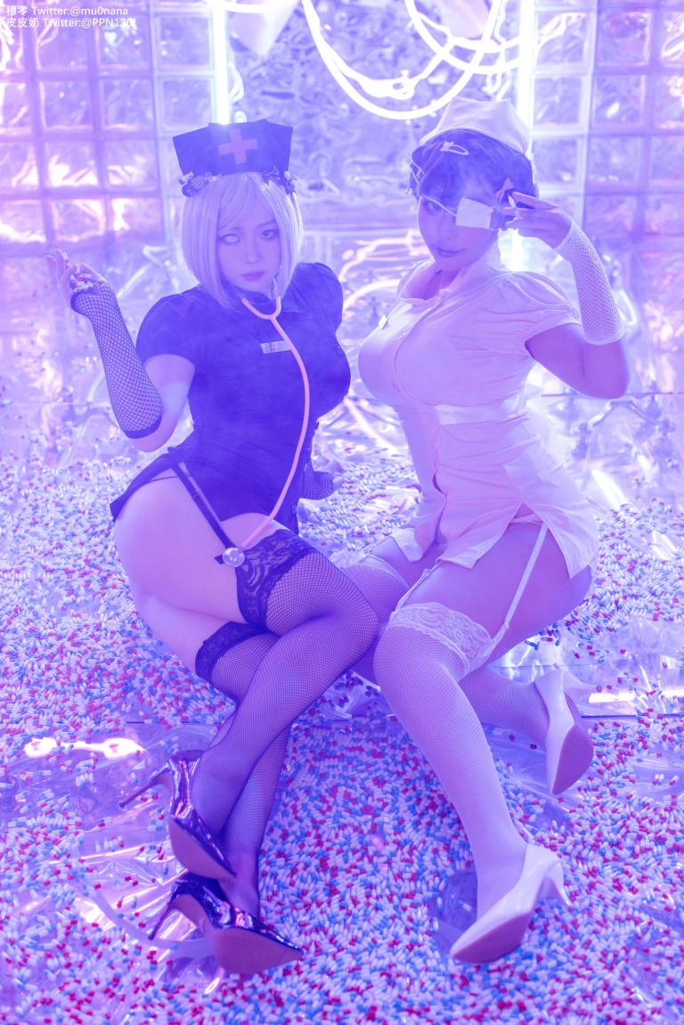 皮皮奶&喵零《万圣节邪恶护士》主题写真：60张全套美图