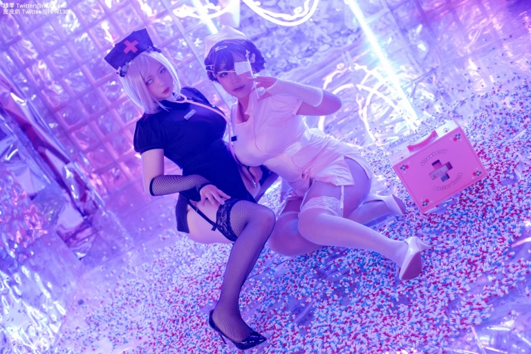 皮皮奶&喵零《万圣节邪恶护士》主题写真：60张全套美图