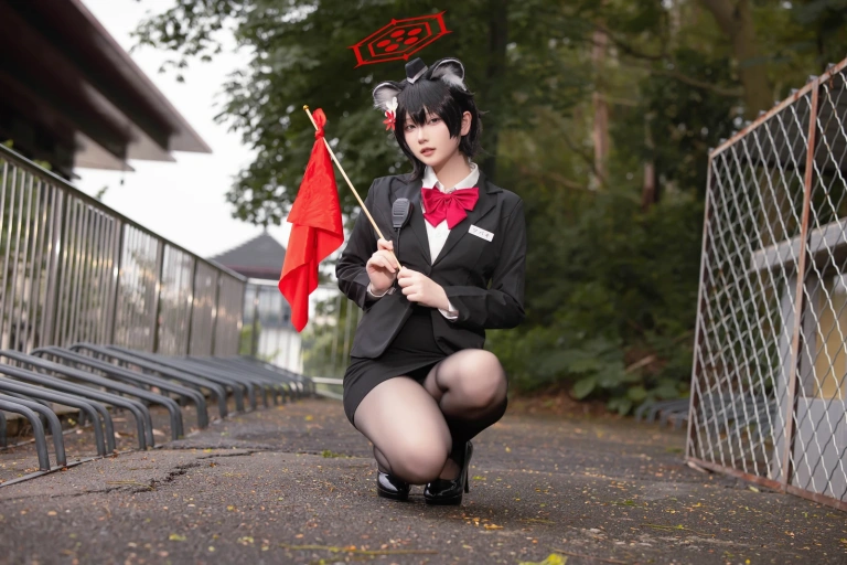 屿鱼《蔚蓝档案 春日椿 导游》主题写真：55张全套美图