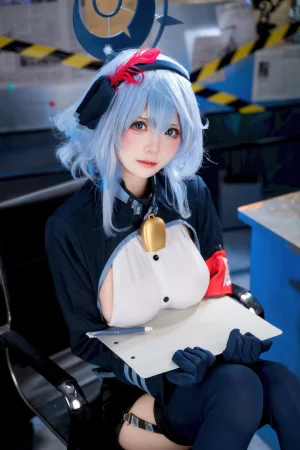 九柒喵《蔚蓝档案 天雨亚子》主题写真：46张全套美图