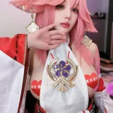 九言《八重神子自拍》主题写真：35张全套美图，含5个视频