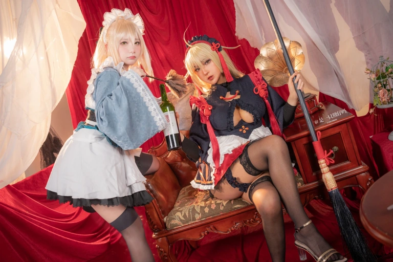 是一只熊仔&小容仔咕咕咕w《fgo 冲田总司 魔神冲田 双人捆绑》主题写真：55张全套美图