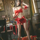 香草喵露露《杨枝甘露 红色丝带礼物》主题写真：54张全套美图，含1个视频
