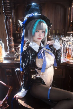 九柒喵《碧蓝航线 柴郡兔女郎》主题写真：58张全套美图