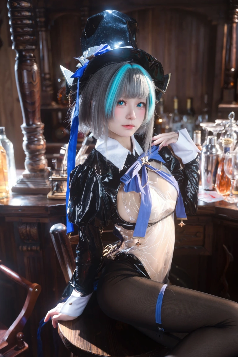 九柒喵《碧蓝航线 柴郡兔女郎》主题写真：58张全套美图