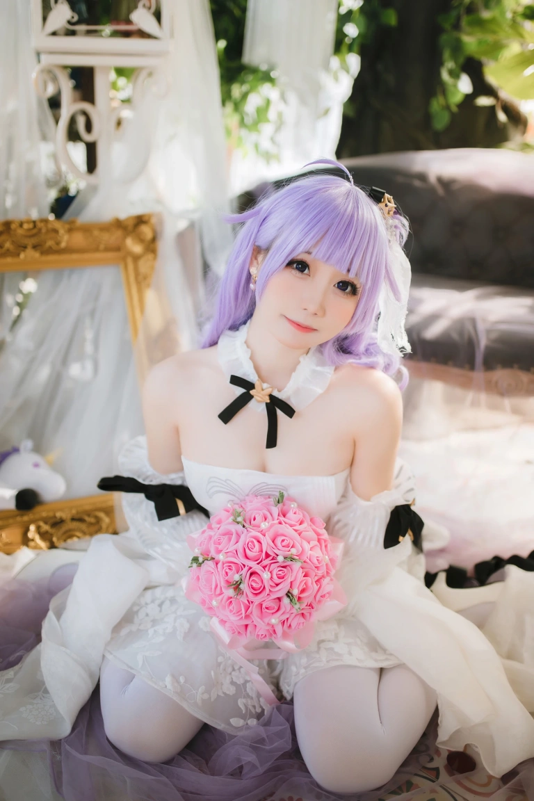 焖焖碳《独角兽婚纱》主题写真：25张全套美图