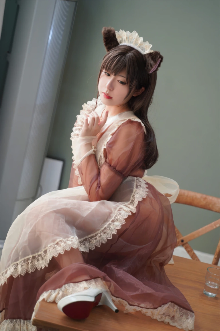 虎森森《棕色透明女仆》主题写真：35张全套美图