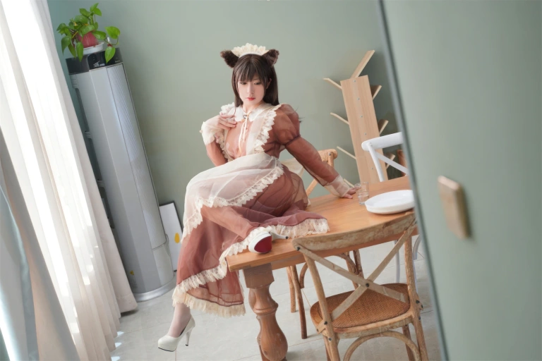 虎森森《棕色透明女仆》主题写真：35张全套美图