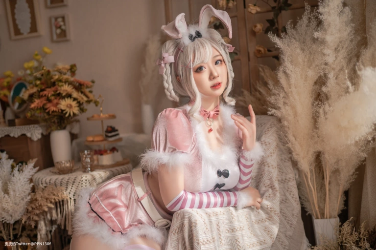 皮皮奶《粉色兔兔》主题写真：71张全套美图