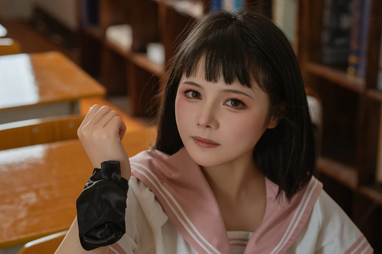七月喵子《放学后的补习（&奈汐酱nice）》主题写真：72张全套美图，含1个视频