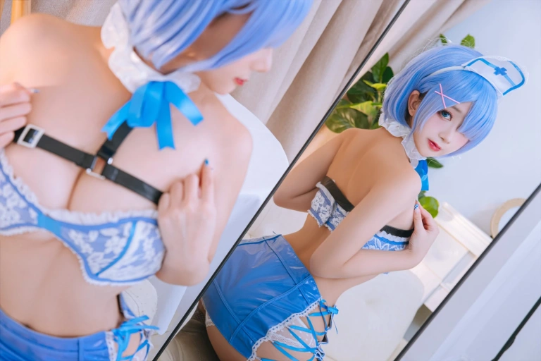 日奈娇(椎名莜)《蕾姆蓝色护士》主题写真：88张全套美图