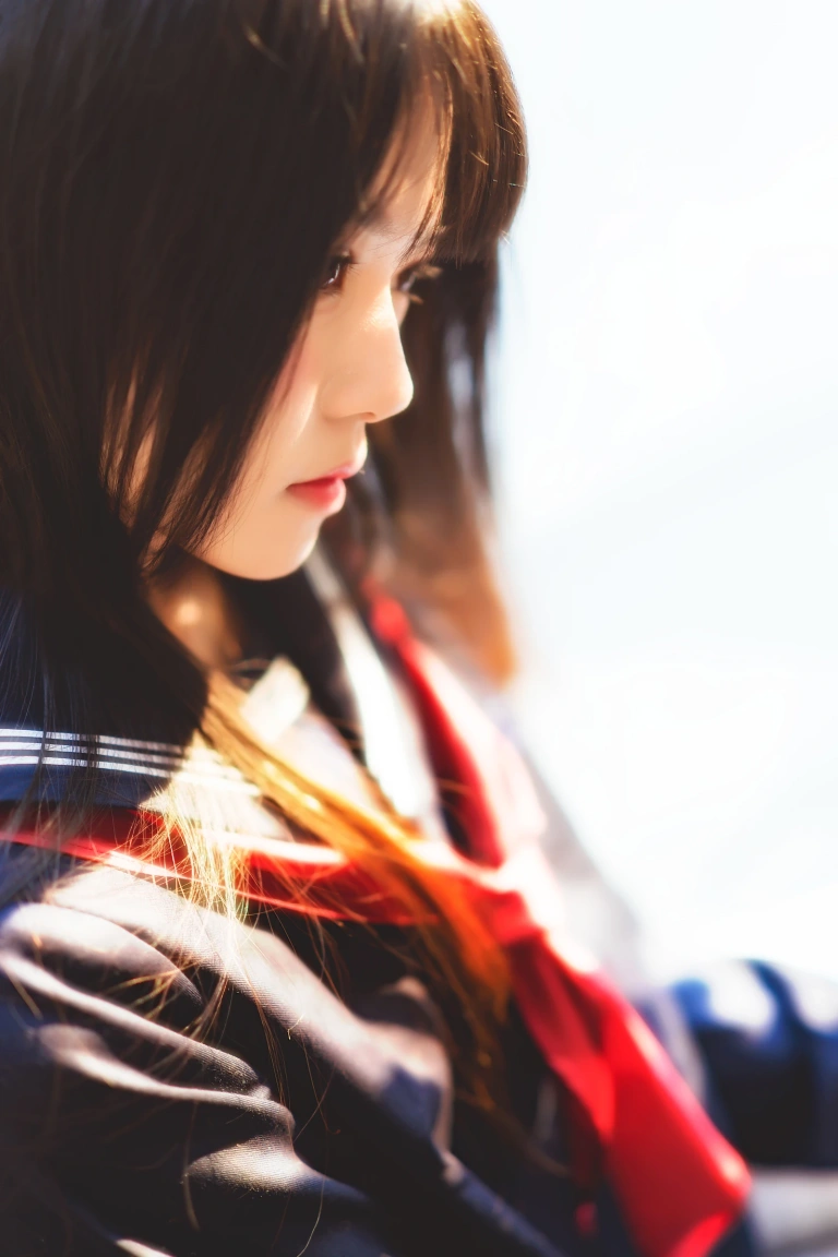 桜桃喵《小少女 黑色水手服》主题写真：50张全套美图