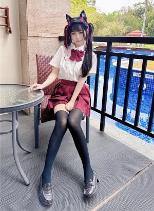 不呆猫《温泉双马尾JK》主题写真：22张全套美图，含1个视频