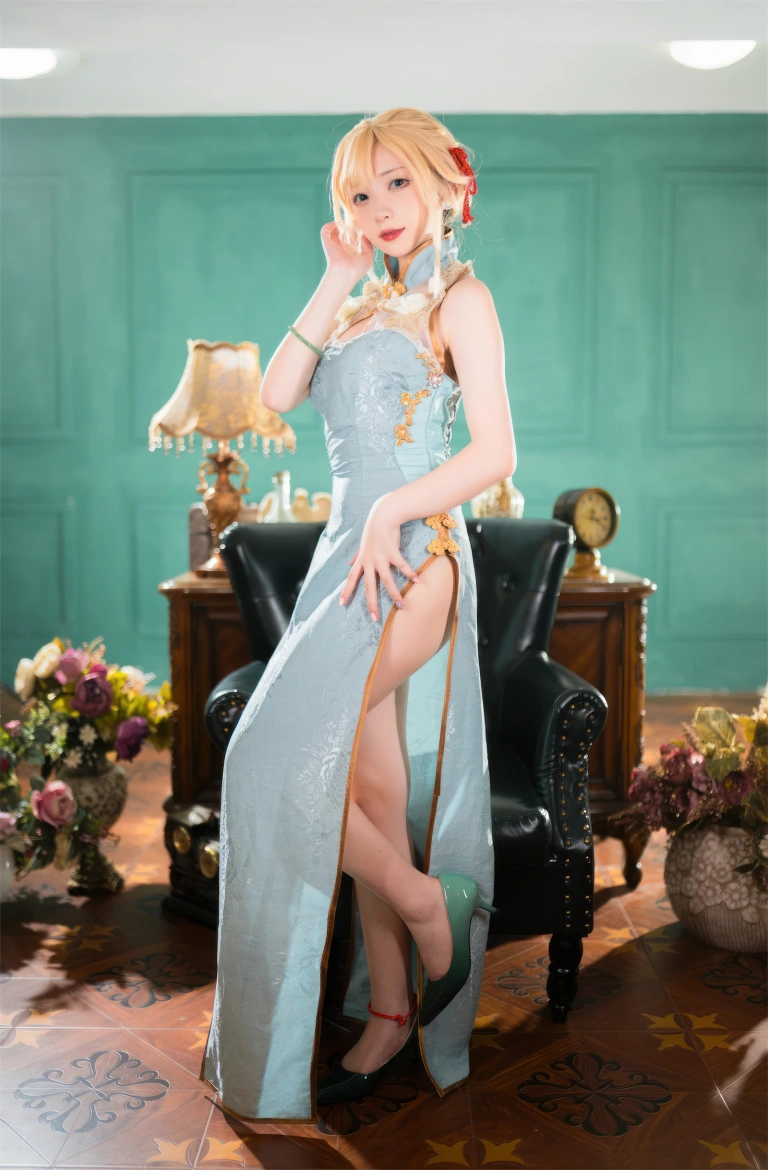 花铃《G36玉瓯立旗袍》主题写真：88张全套美图