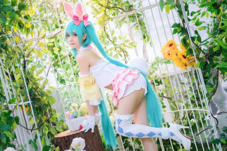 焖焖碳《初音未来复活节兔子》主题写真：22张全套美图