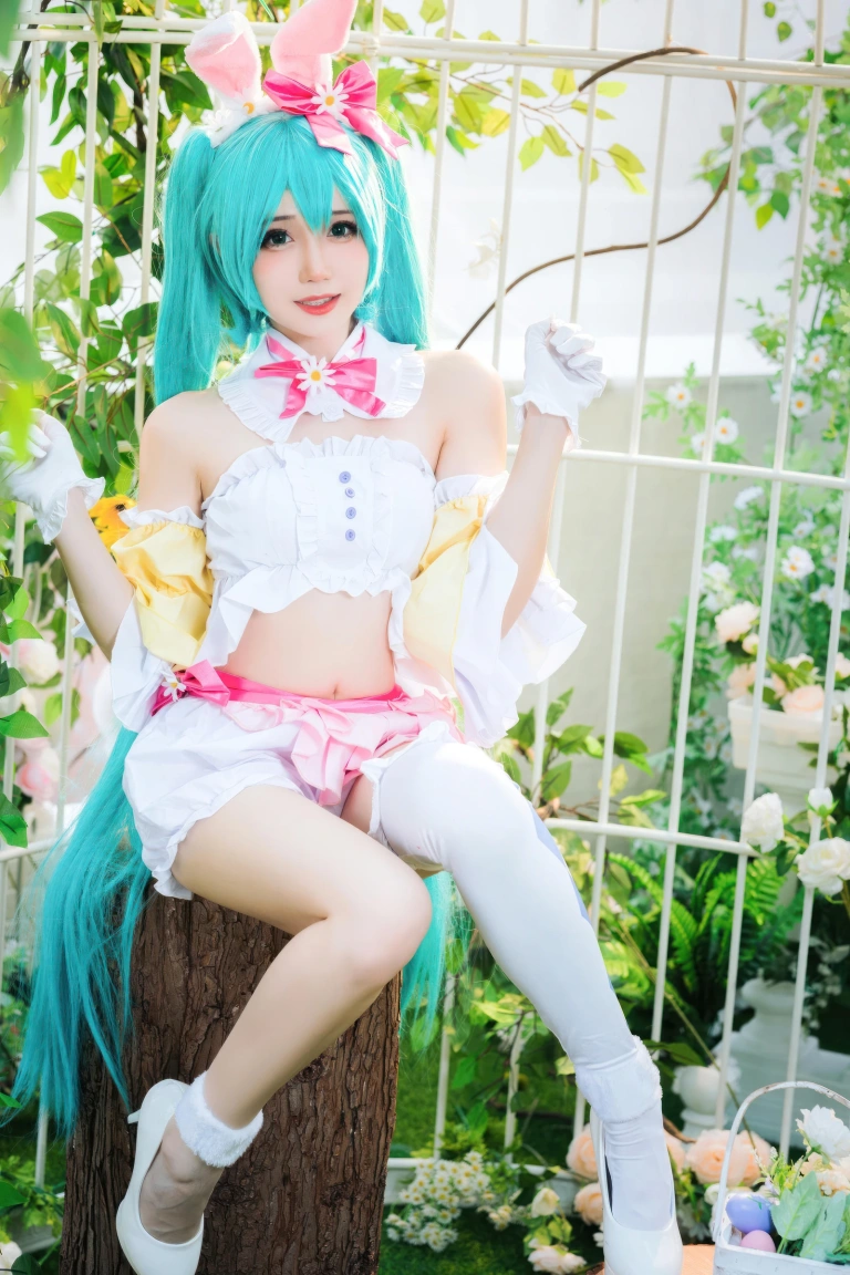 焖焖碳《初音未来复活节兔子》主题写真：22张全套美图