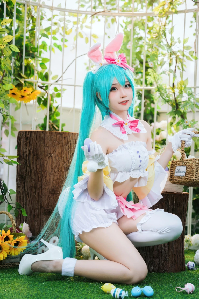 焖焖碳《初音未来复活节兔子》主题写真：22张全套美图