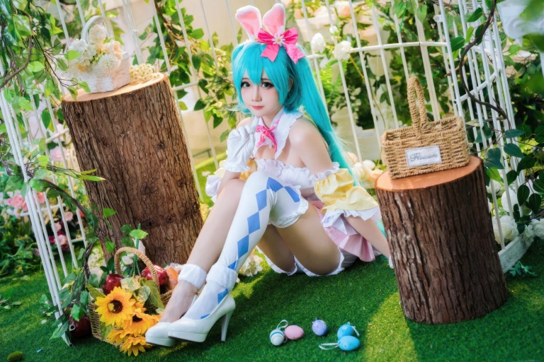 焖焖碳《初音未来复活节兔子》主题写真：22张全套美图