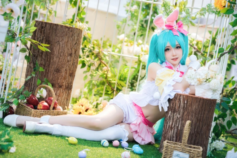焖焖碳《初音未来复活节兔子》主题写真：22张全套美图