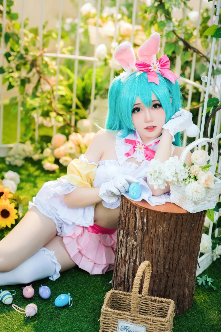焖焖碳《初音未来复活节兔子》主题写真：22张全套美图