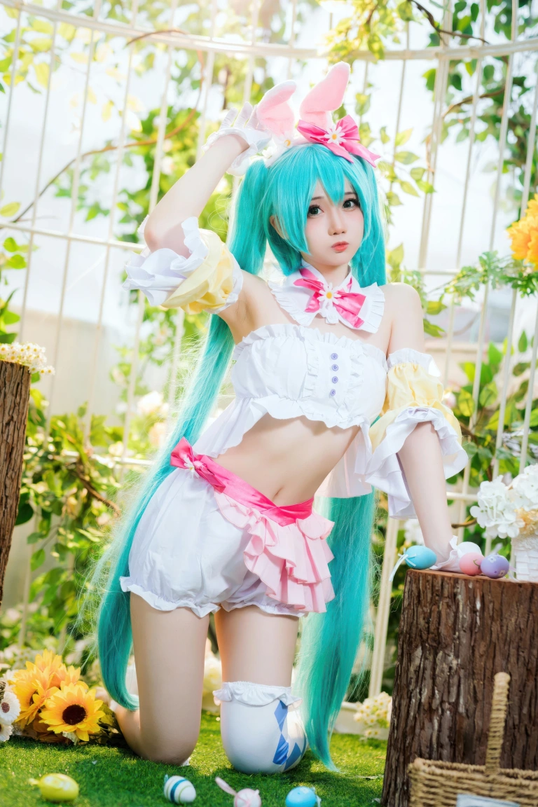 焖焖碳《初音未来复活节兔子》主题写真：22张全套美图
