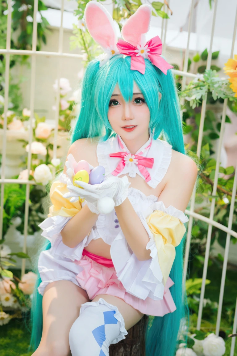 焖焖碳《初音未来复活节兔子》主题写真：22张全套美图