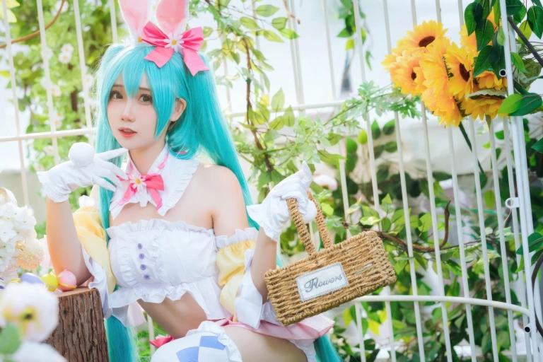 焖焖碳《初音未来复活节兔子》主题写真：22张全套美图