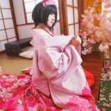 桜桃喵《加藤惠 和服》主题写真：23张全套美图