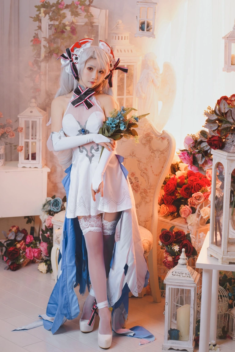 面饼仙儿《欧根花嫁》主题写真：22张全套美图