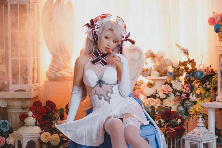 面饼仙儿《欧根花嫁》主题写真：22张全套美图