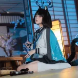 屿鱼《蔚蓝档案 桐生桔梗》主题写真：55张全套美图
