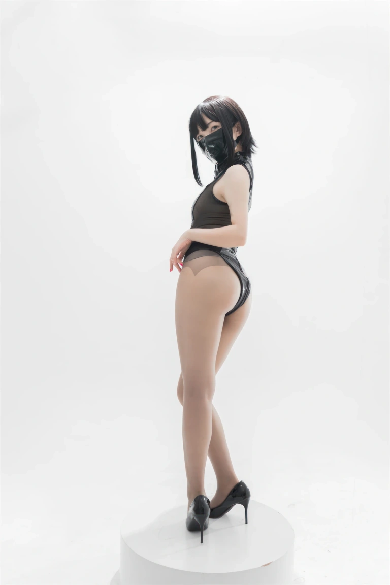 花铃《灰丝皮衣》主题写真：73张全套美图