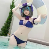 屿鱼《柴郡泳装》主题写真：29张全套美图