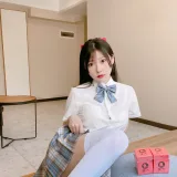 香草喵露露《大象JK格子裙》主题写真：30张全套美图