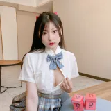 香草喵露露《大象JK格子裙》主题写真：30张全套美图